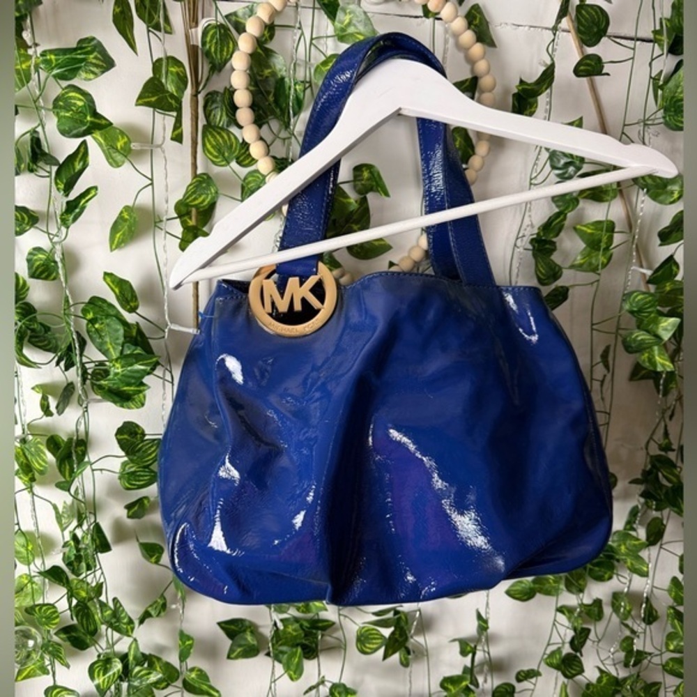 MK Blue Patent Leather Top Handle Bag